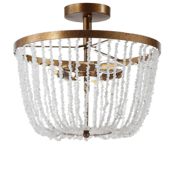 Georgian 15" Stone/Metal LED Flush Mount - JONATHAN Y